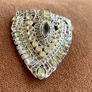 Large glass stones paste 1920s deco dress clip. Antique.